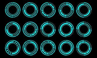 Set of sci fi blue circle user interface elements technology futuristic design modern creative on black background vector