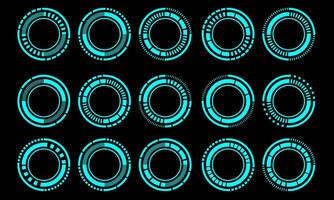 Set of sci fi blue circle user interface elements technology futuristic design modern creative on black background vector