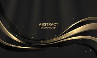 Abstract luxury golden black curve gritter on grey geometric design creative background vector