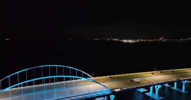 Bridge over sea aerial panoramic video