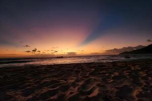 Arte hermosa puesta de sol terminado el tropical playa foto