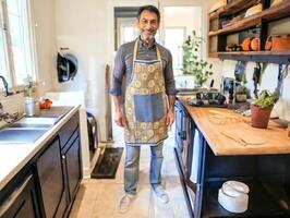 Person in apron with househusband's job- photo