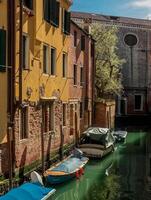 Venice, Italy - april 2,2023. Venice Grand Canal, tourists riding gondolas photo