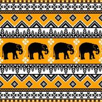 Geometric pixel seamless pattern with elephants, Can be used in fabric design vector