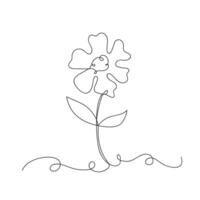 Beautiful flower one line continuous drawing style isolated illustration. vector