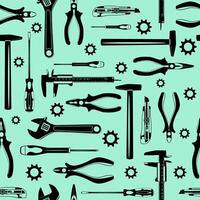 Work Hand Tools Silhouettes Seamless Pattern, Wallpaper, Background. vector