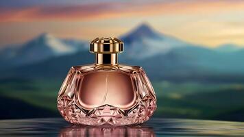 Luxury perfume bottle in the nature photo