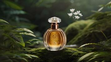 Luxury perfume bottle in the nature photo