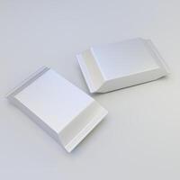 Aluminium foil flow pack packaging mockup on white background photo