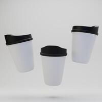 3D rendered image of coffee cup mock up. Paper coffee cup isolated on white background photo