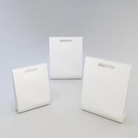 3d prestados papel bolso modelo. embalaje Bosquejo diseño aislado en blanco antecedentes foto