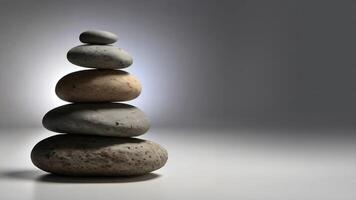 Stack of pebble stones on a dark grey background, balance and harmony image concept photo