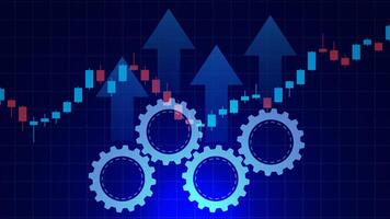 Process to increase productivity, process improvement, raising performance, management strategy and quality concept with candlestick chart vector