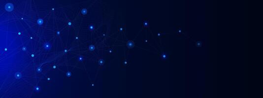 Abstract geometric with connecting dots lines and wave flow. Molecule structure, network connection and communication technology vector