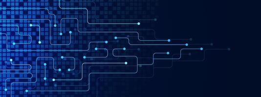 Abstract network connection with connecting dots lines. Circuit board technology futuristic. Global communication concept with digital pixels vector