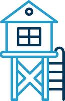 Lifeguard Tower Line Blue Two Color Icon vector