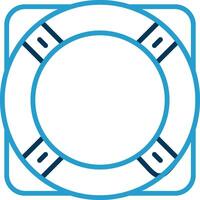 Life Ring Line Blue Two Color Icon vector