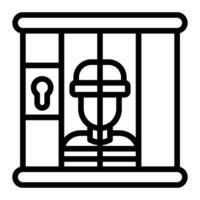 Criminal behind bars Line Icon Design vector