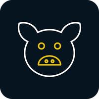 Pig Line Red Circle Icon vector