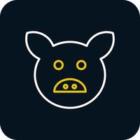 Pig Line Red Circle Icon vector