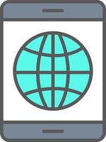 Earth Globe Line Filled Light Icon vector