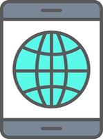 Earth Globe Line Filled Light Icon vector