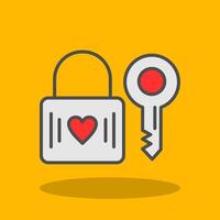 Heart Lock Filled Shadow Icon vector