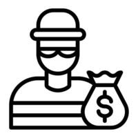 Robber Line Icon Design vector