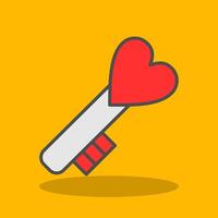 Love Key Filled Shadow Icon vector