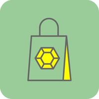 compras bolso lleno amarillo icono vector