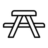 Picnic Table Line Icon Design vector