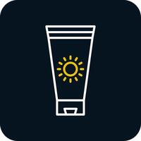 Sunblock Cream Line Red Circle Icon vector