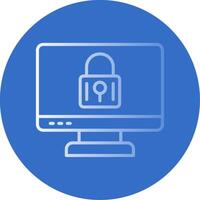 Locked Computer Flat Bubble Icon vector