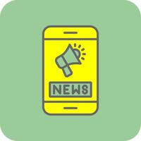 Noticias alimentar lleno amarillo icono vector