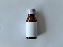 Medicine bottle brown color with a blank label for mockup or presentation mockup collection photo