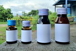 Medicine bottle brown color with a blank label for mockup or presentation mockup collection photo