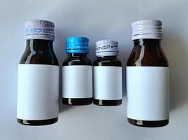 Medicine bottle brown color with a blank label for mockup or presentation mockup collection photo