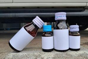 Medicine bottle brown color with a blank label for mockup or presentation mockup collection photo