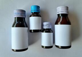 Medicine bottle brown color with a blank label for mockup or presentation mockup collection photo