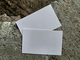 Business card white color on the floor background photo