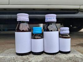 Medicine bottle brown color with a blank label for mockup or presentation mockup collection photo