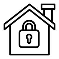 House Lock Line Icon Design vector