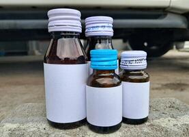 Medicine bottle brown color with a blank label for mockup or presentation mockup collection photo