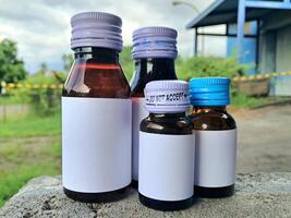 Medicine bottle brown color with a blank label for mockup or presentation mockup collection photo