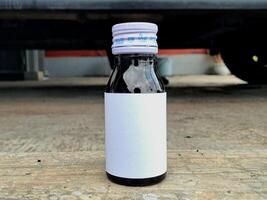 Medicine bottle brown color with a blank label for mockup or presentation mockup collection photo