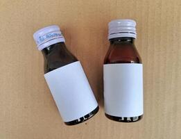 Medicine bottle brown color with a blank label for mockup or presentation mockup collection photo