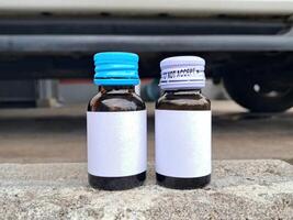 Medicine bottle brown color with a blank label for mockup or presentation mockup collection photo