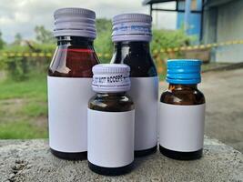 Medicine bottle brown color with a blank label for mockup or presentation mockup collection photo