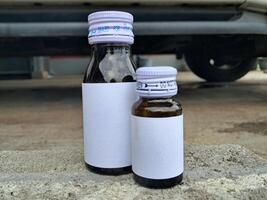 Medicine bottle brown color with a blank label for mockup or presentation mockup collection photo