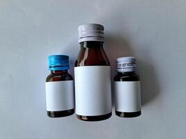 Medicine bottle brown color with a blank label for mockup or presentation mockup collection photo